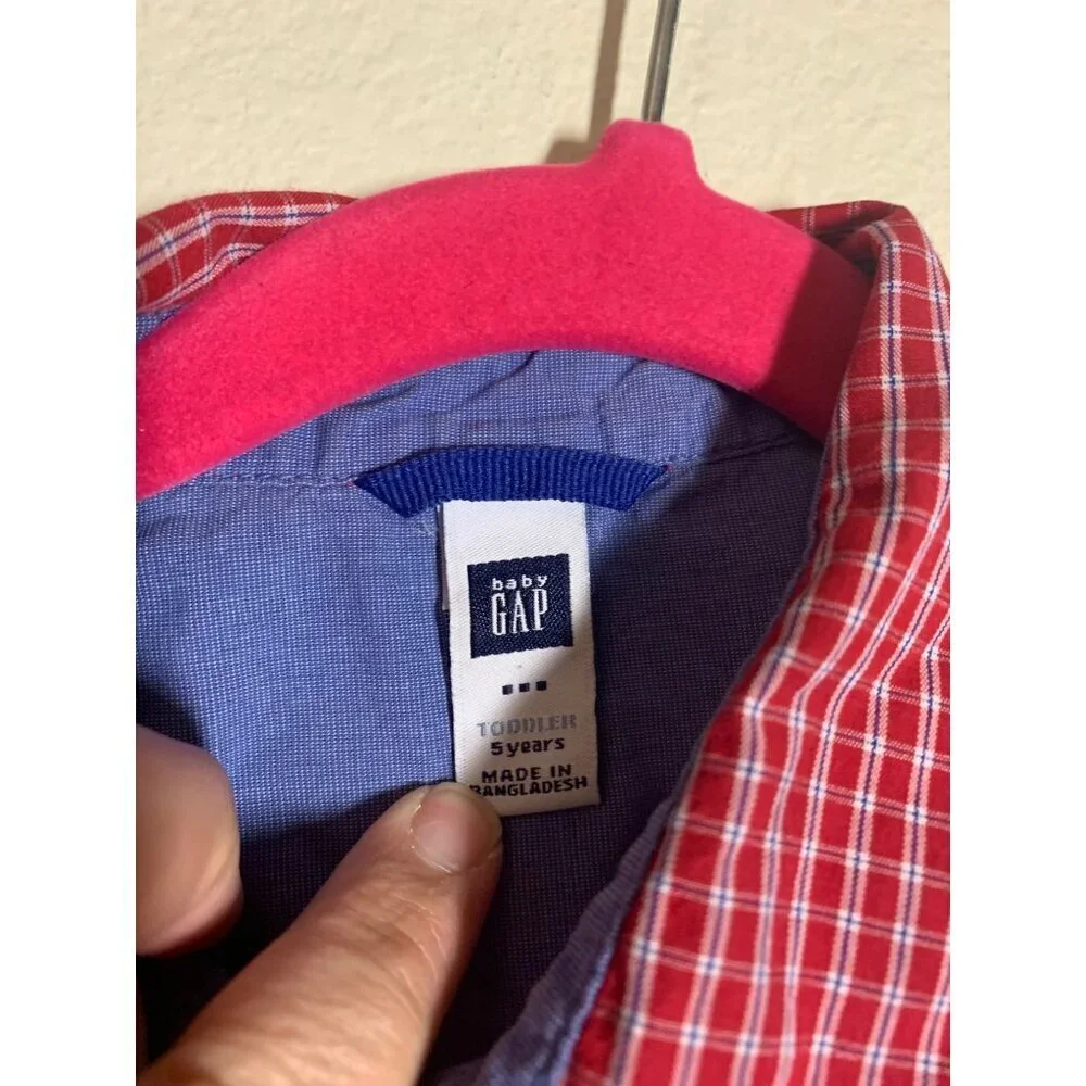 Baby Gap Long Sleeve Button Up Shirt Plaid Red Dress Casual Boys Size 5 Years